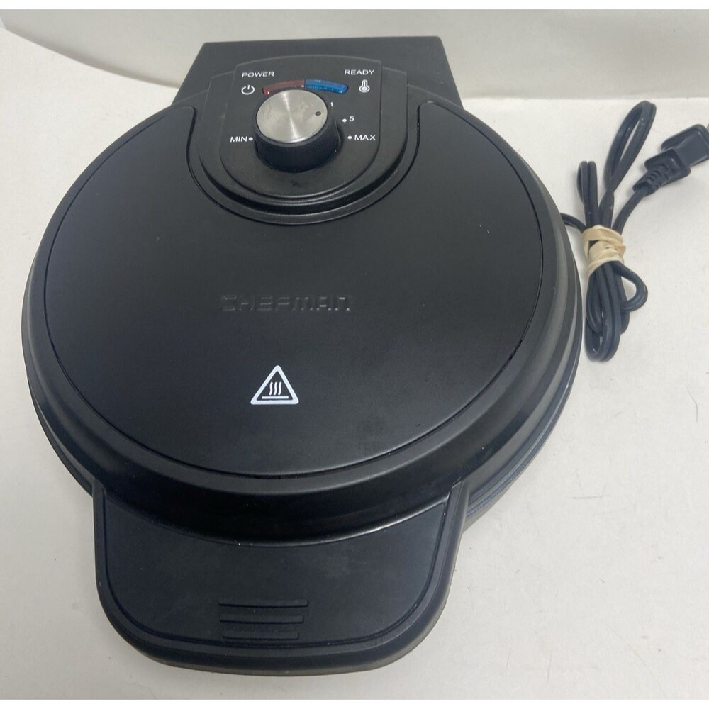 Chefman Anti-Overflow Belgian Waffle Maker Shade Selector Non-Stick Black Tested